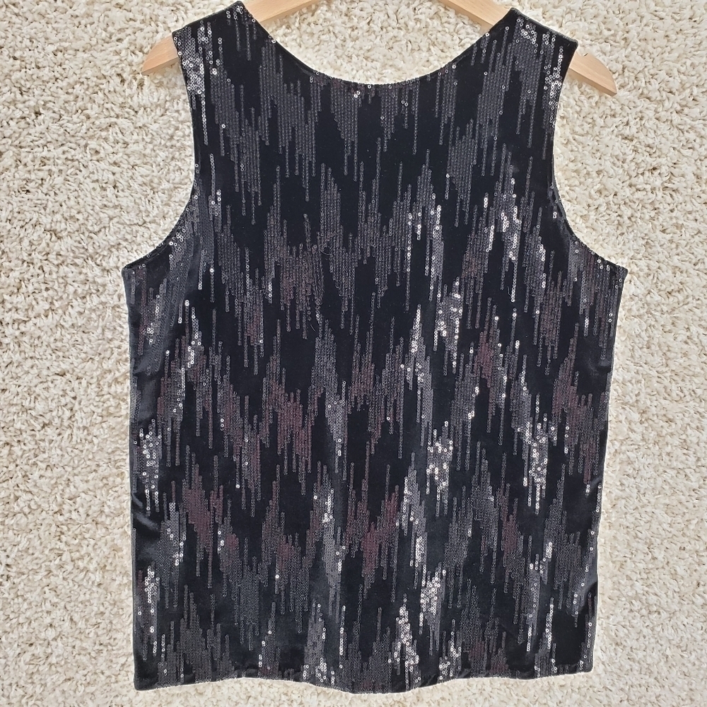 ALEXIS Mabille Impasse 13 Women FR 38 US 6 black tank top velvet sequins luxury - Picture 6 of 12